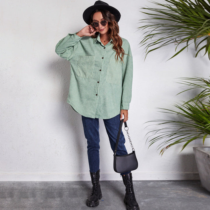Damen Oversized Hemdblusenshirt aus Cord