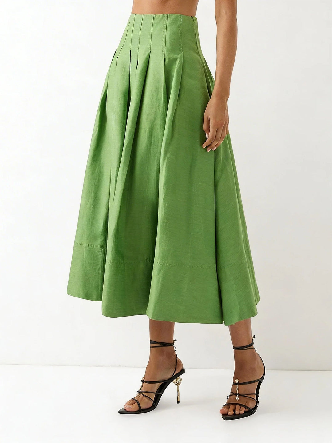 Damen Eleganter Midirock mit fließendem Schnitt und seitlichen Taschen