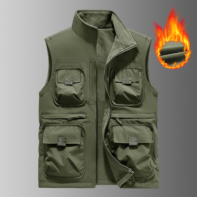 Herren Gefütterte Utility‑Weste mit Fleece‑Innenfutter und Mehrfachtaschen Nord Taschen