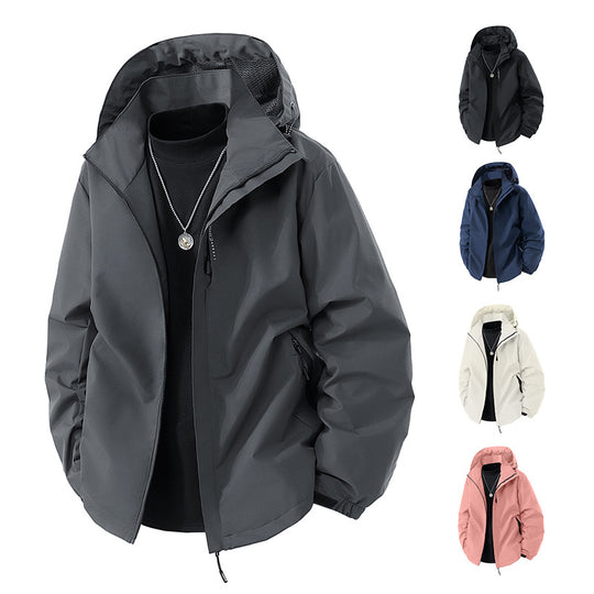 Herren leichte wetterfeste Softshelljacke mit verstellbarer Kapuze, winddichter Außenlage und atmungsaktivem Meshfutter Nord Taschen