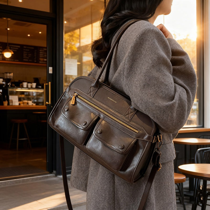 Damen organische Leder Tragetasche mit multifunktionalen Fächern Nord Taschen