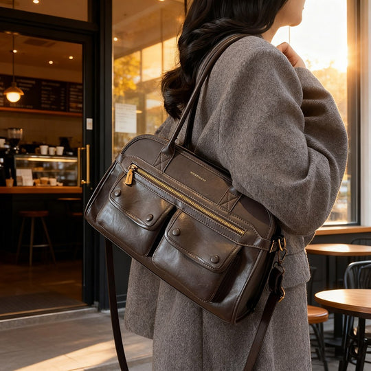 Damen organische Leder Tragetasche mit multifunktionalen Fächern Nord Taschen
