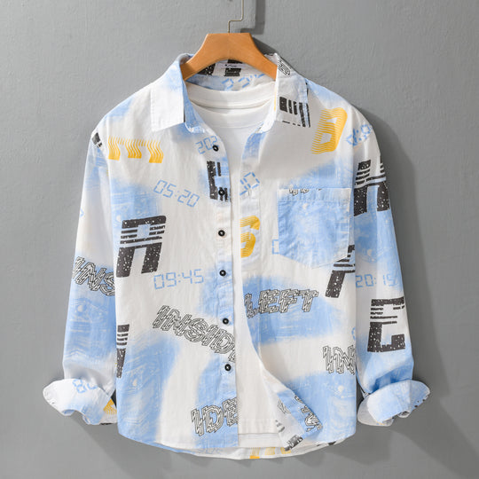 Herren Grafik-Print Overshirt im Relaxed-Fit mit Brusttaschen Nord Taschen