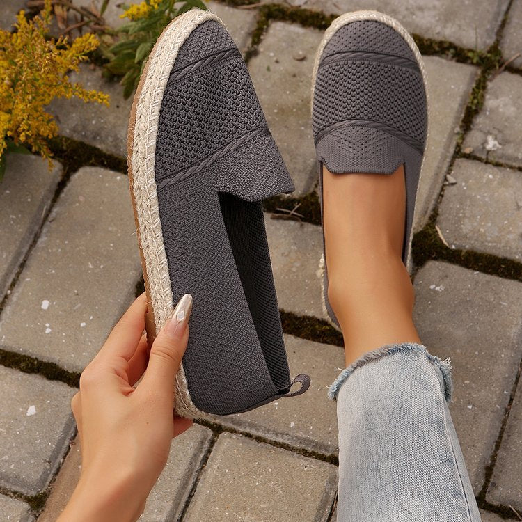 Damen  atmungsaktive Strick-Espadrilles mit geflochtener Jute-Sohle und flexiblem Memory-Fußbett Nord Taschen