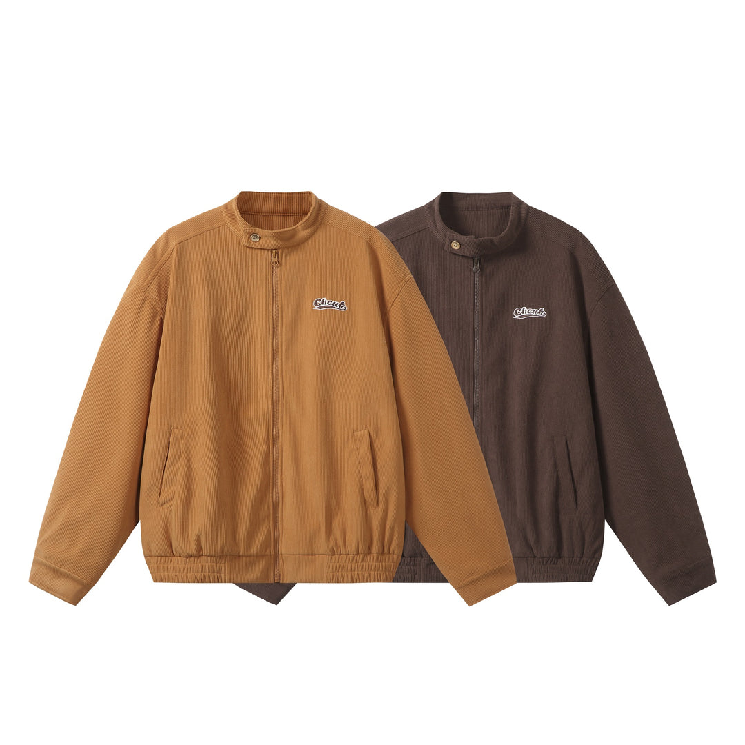 Unisex weit geschnittene Cord‑Blousonjacke mit Stehkragen, durchgehendem Reißverschluss und elastischem Saum Nord Taschen