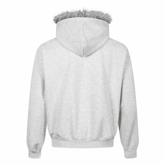Damen Kapuzen‑Sweatjacke mit Kunstfellbesatz, Frontzip und Collage‑Print Nord Taschen