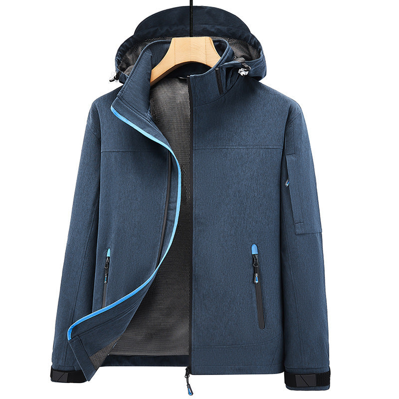 Herren Atmungsaktive Softshell-Outdoorjacke mit Kapuze, verschweißten Reißnähten und Ärmel-Tasche Nord Taschen