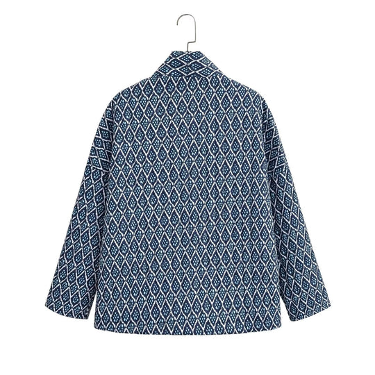 Damen Gesteppte Kimono-Überwurfjacke mit offenem Schnitt und aufgesetzten Taschen Nord Taschen