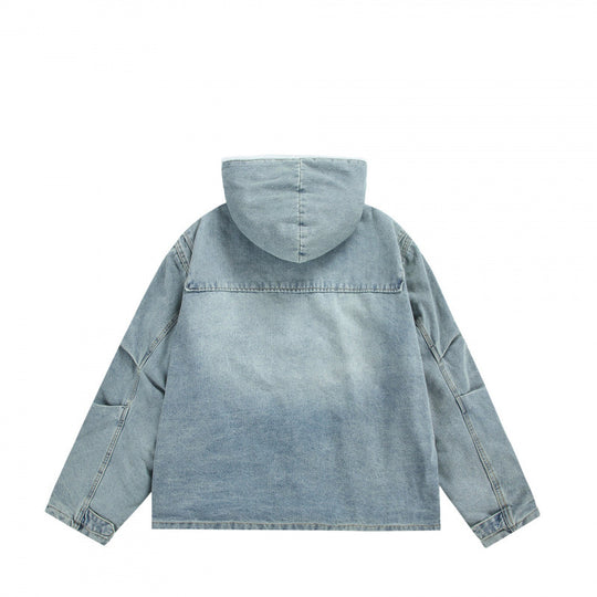 Unisex Kapuzen-Jeansparka im Used‑Look mit Teddyfleece-Futter und aufgesetzten Pattentaschen Nord Taschen