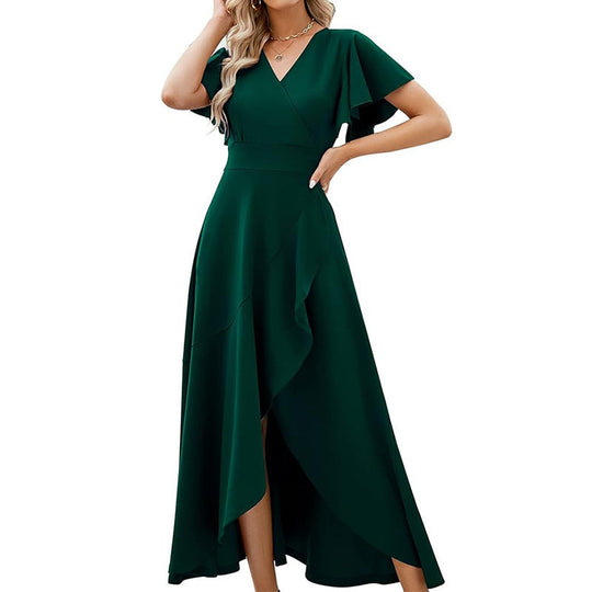 Damen Elegantes Maxikleid mit fließendem Rock und Rüschendetails