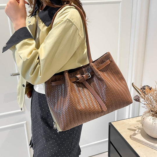 Damen Shopper-Tasche im geflochtenen Design mit stilvollen Akzenten Nord Taschen