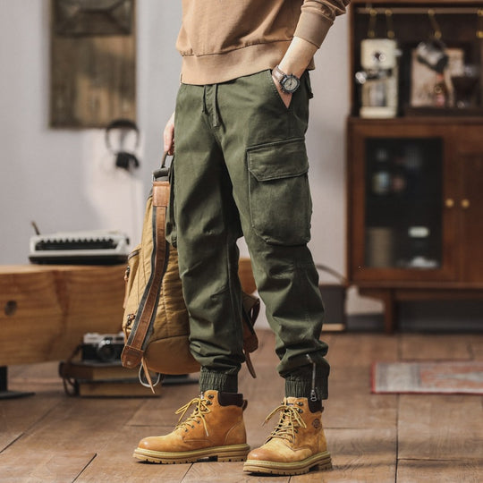 Herren Cargo-Jogginghose mit Kneebel-Taschen, Tunnelzugbund und gerafften Bündchen Nord Taschen