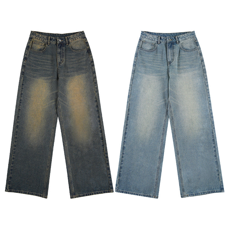 Damen Ultraweite Bodenlange Denim-Palazzohose mit skulpturaler Weite und soften Bleach-Akzenten Nord Taschen