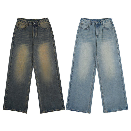 Damen Ultraweite Bodenlange Denim-Palazzohose mit skulpturaler Weite und soften Bleach-Akzenten Nord Taschen
