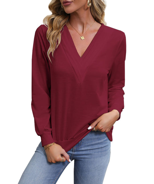 Damen V‑Ausschnitt Longsleeve aus feinem Stretch‑Viskosejersey mit taillierter Schnittführung Nord Taschen