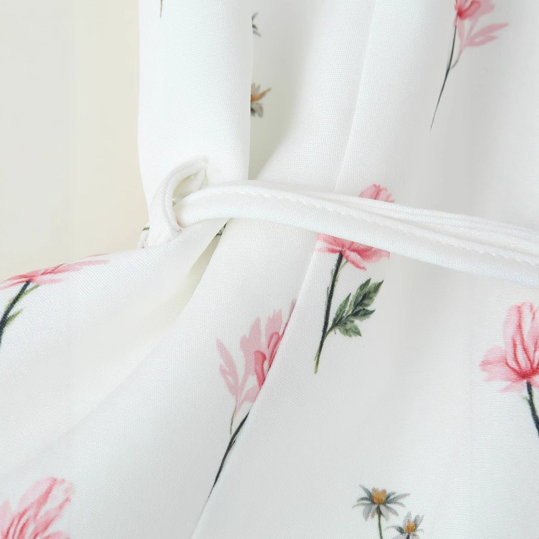 Damen taillierter Blazer mit floralem Alloverprint, Bindegürtel und Pattentaschen Nord Taschen