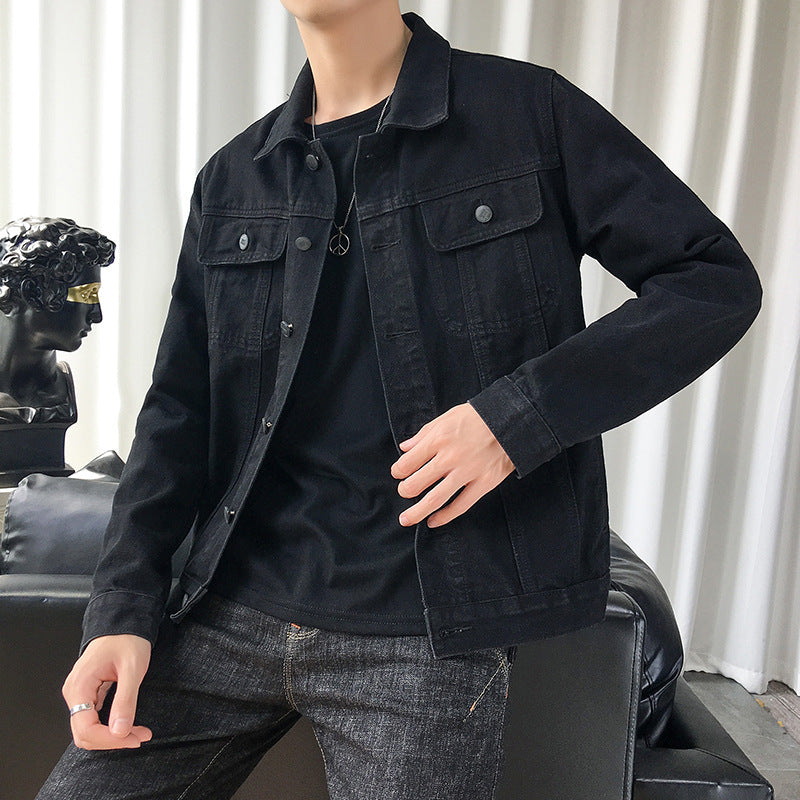 Herren schmal geschnittene Denim-Truckerjacke mit minimalistischer Nahtführung Nord Taschen