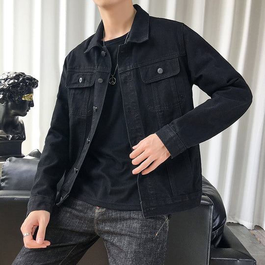 Herren schmal geschnittene Denim-Truckerjacke mit minimalistischer Nahtführung Nord Taschen