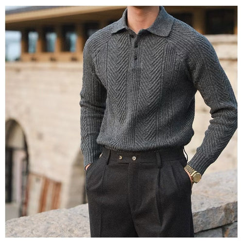 Herren Modischer Strickpullover mit Steppmuster Nord Taschen