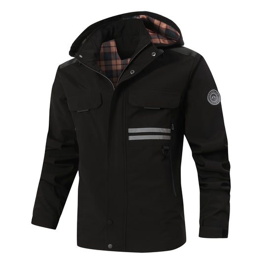 Herren Wasserabweisender Softshell-Parka mit Kapuze, reflektierenden Einsätzen und Multifunktionstaschen Nord Taschen