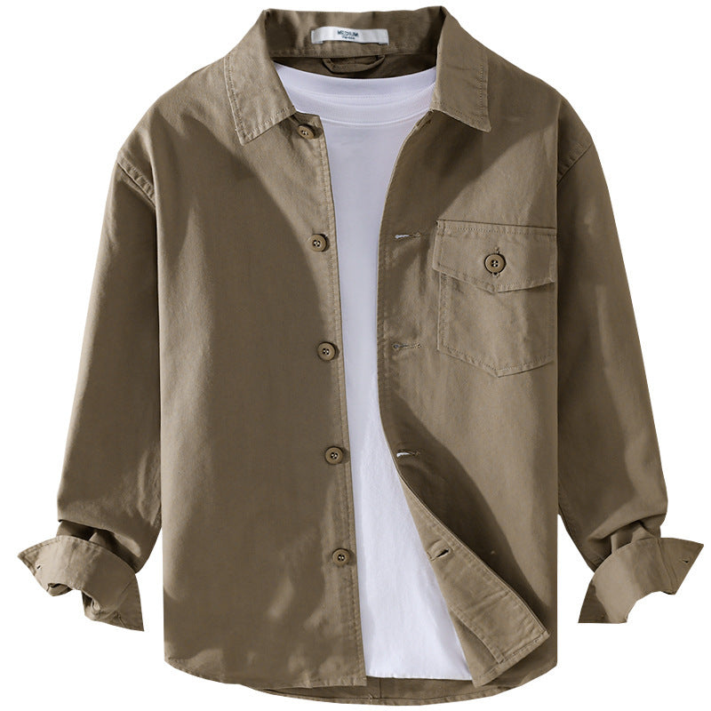 Herren Relaxed-Fit Baumwoll-Overshirt mit Brustpatte und Hemdkragen Nord Taschen