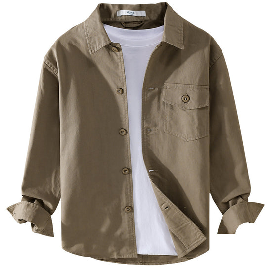 Herren Relaxed-Fit Baumwoll-Overshirt mit Brustpatte und Hemdkragen Nord Taschen