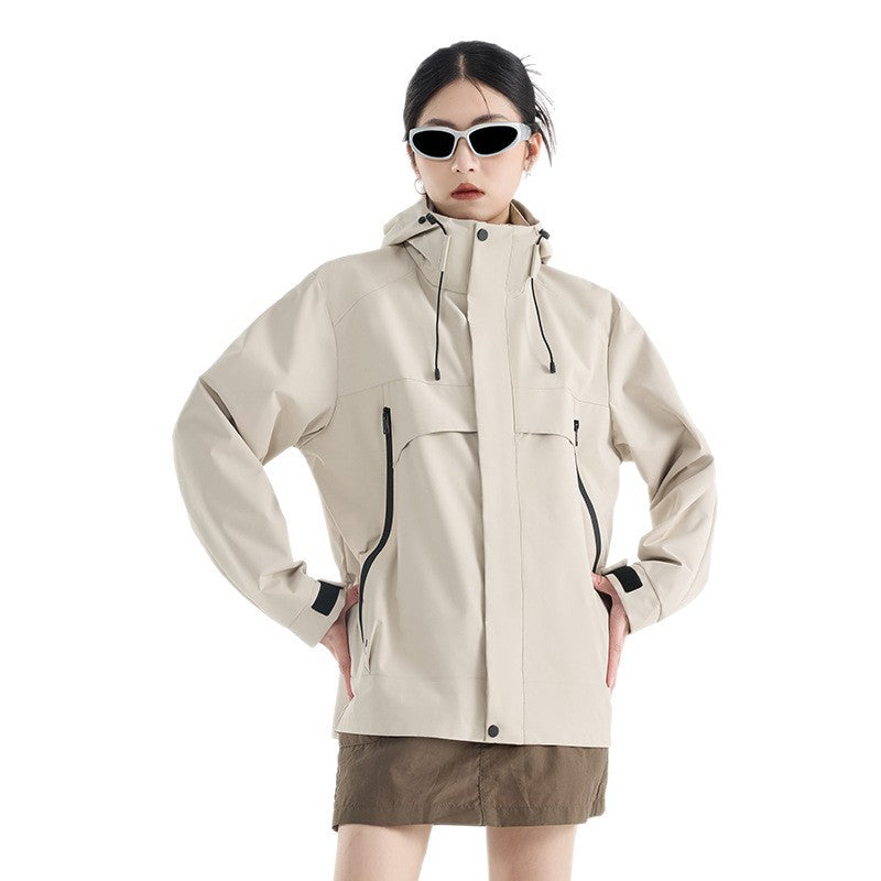 Damen technische wasserdichte Oversize-Parka mit Kapuze und verdeckten Reißverschlusstaschen Nord Taschen