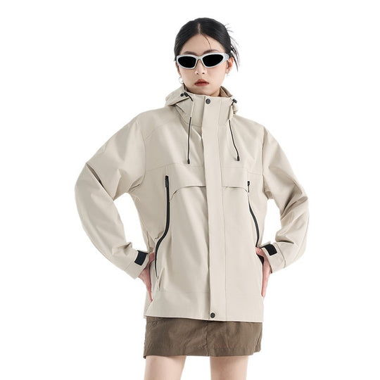 Damen technische wasserdichte Oversize-Parka mit Kapuze und verdeckten Reißverschlusstaschen Nord Taschen
