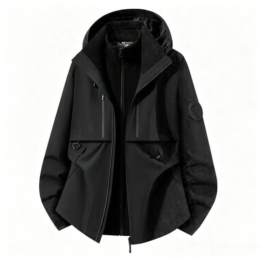 Herren dreilagige Softshell-Outdoorjacke mit herausnehmbarem Fleecefutter und Kapuze Nord Taschen