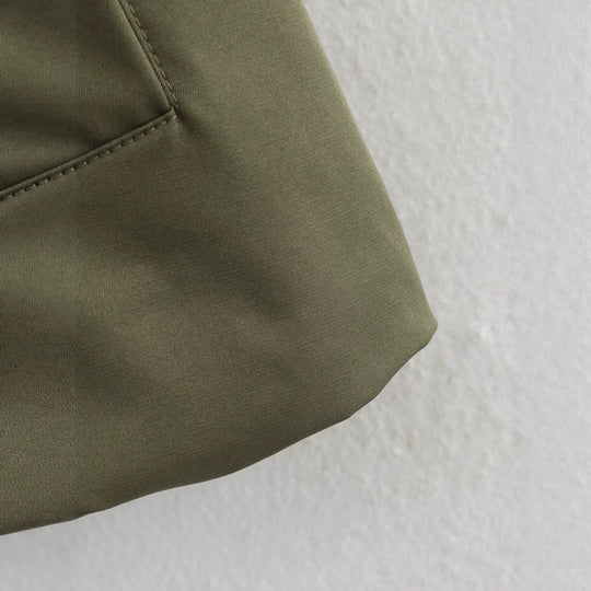 Damen Taillierte Kurz-Trenchjacke mit Bindegürtel und Schulterpatten Nord Taschen