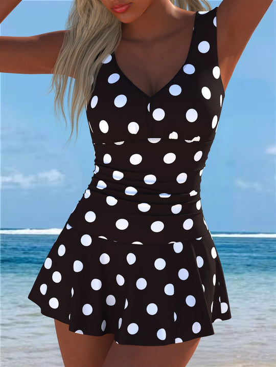 Damen Schwimmdress mit volanthaftem Saum und lR&Bhaftem Muster Nord Taschen