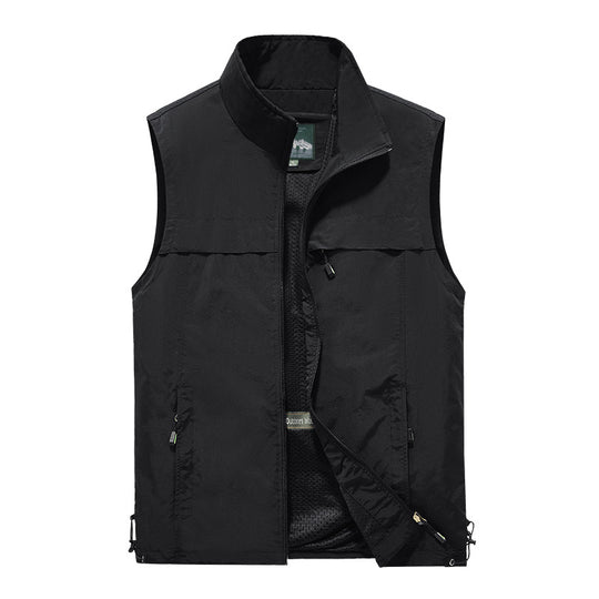 Herren  leichte winddichte Outdoor-Weste mit Stehkragen und Reißverschlusstaschen Nord Taschen