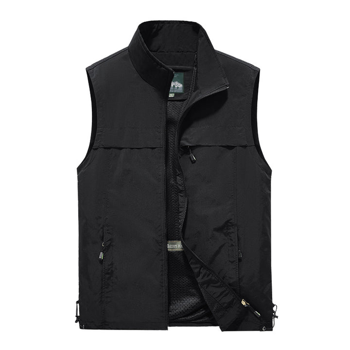 Herren  leichte winddichte Outdoor-Weste mit Stehkragen und Reißverschlusstaschen Nord Taschen