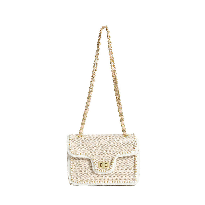 Damen Schultertasche im edlen Rattan-Look mit Kettenriemen Nord Taschen