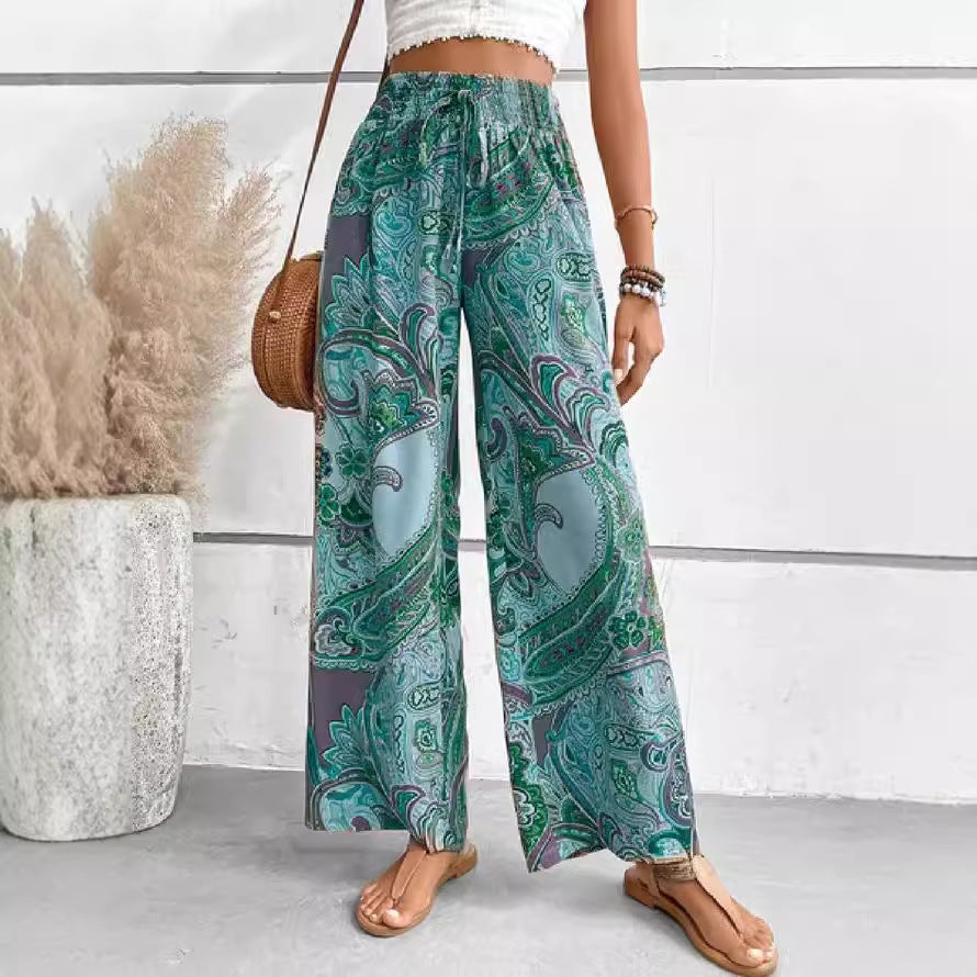 Damen Palazzo-Hose mit weitem Bein und Paisleymuster