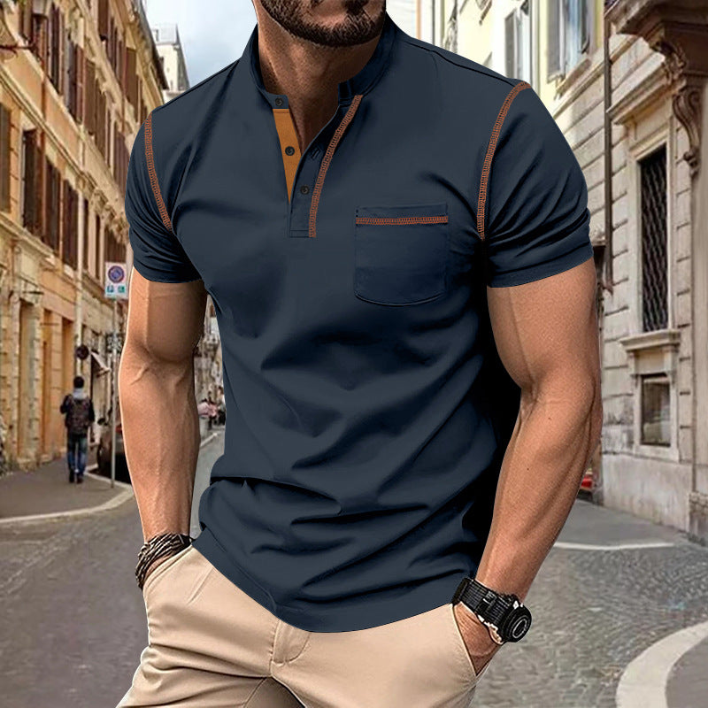 Herren shirt mit modernem Henley-Kragen und praktischen Brusttasche Nord Taschen