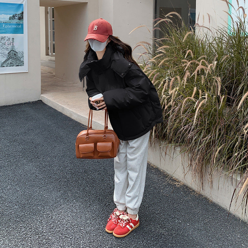 Damen nan leicht wattierte Oversize-Steppjacke mit Kapuze und verdecktem Reißverschluss Nord Taschen