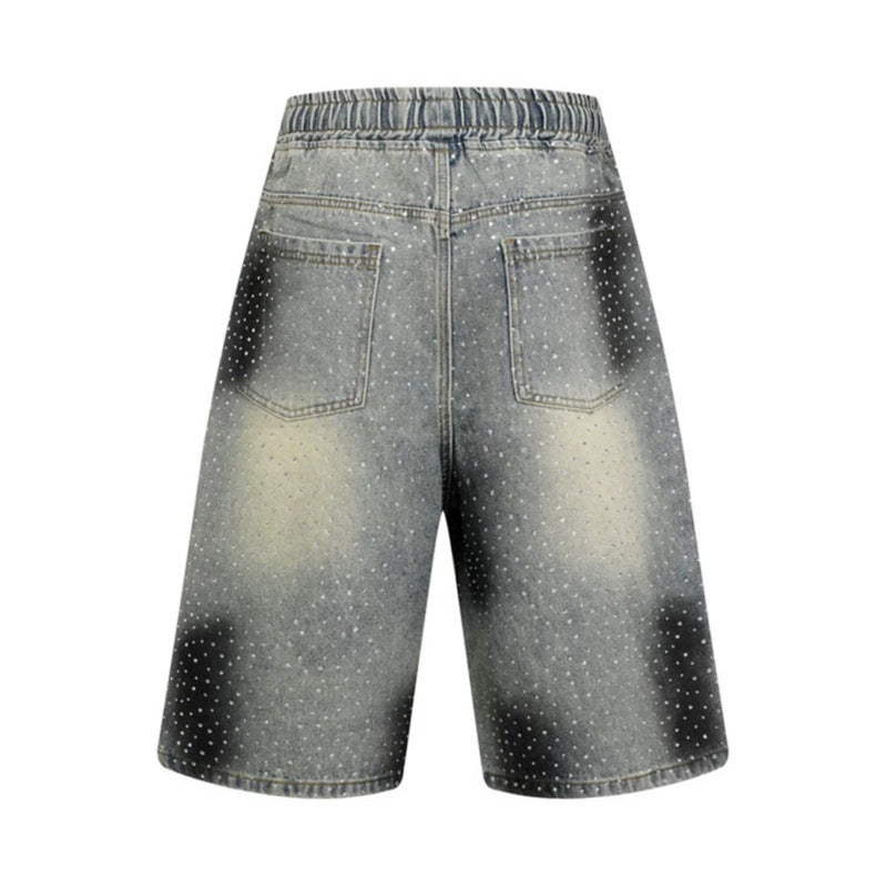 Damen hochgeschnittene Denim-Culotte-Shorts mit Komfortbund und dezentem Punktmuster Nord Taschen