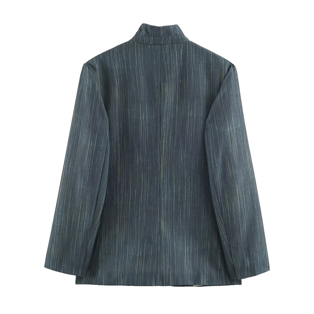 Damen Lang geschnittener Blazer mit Stehkragen und aufgesetzten Taschen Nord Taschen