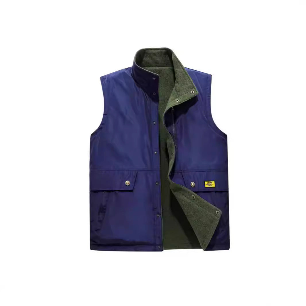 Herren Gefütterte Utility-Weste mit Fleece-Innenlage, Druckknopf‑ und Reißverschluss Nord Taschen