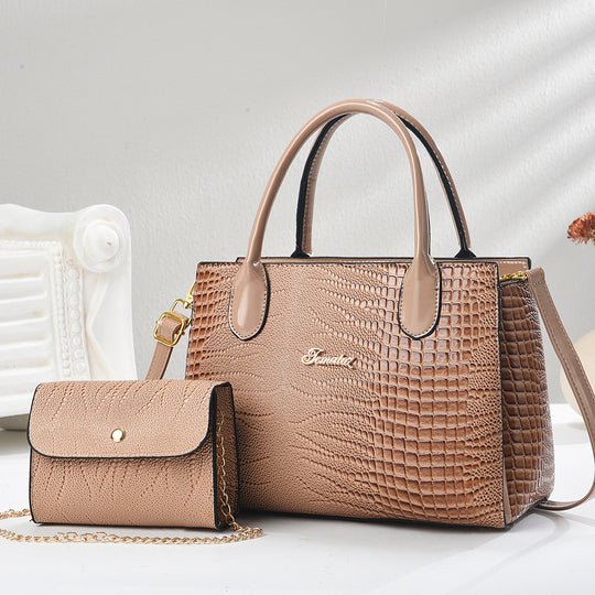Damen elegante Henkeltasche mit luxuriösem Krokodil-Design und abnehmbarer Clutch Nord Taschen