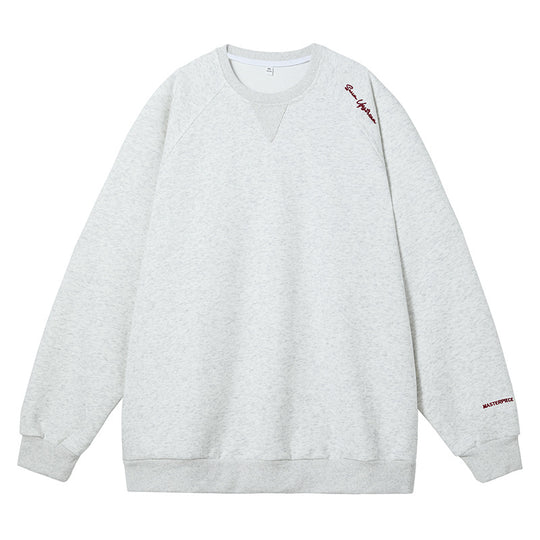 Unisex Boxy-Sweatshirt aus Mélange-French-Terry mit Raglanärmeln und dezenter Script-Stickerei Nord Taschen