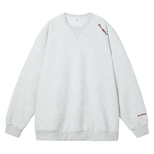 Unisex Boxy-Sweatshirt aus Mélange-French-Terry mit Raglanärmeln und dezenter Script-Stickerei Nord Taschen