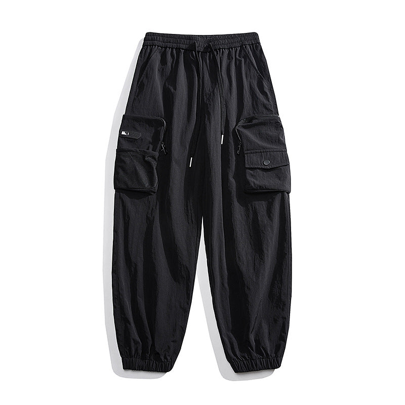 Herren Nylon Utility Cargohose mit elastischem Bund, verstellbarem Gürtel und Pattentaschen Nord Taschen