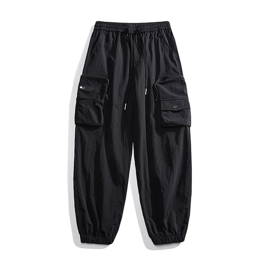 Herren Nylon Utility Cargohose mit elastischem Bund, verstellbarem Gürtel und Pattentaschen Nord Taschen