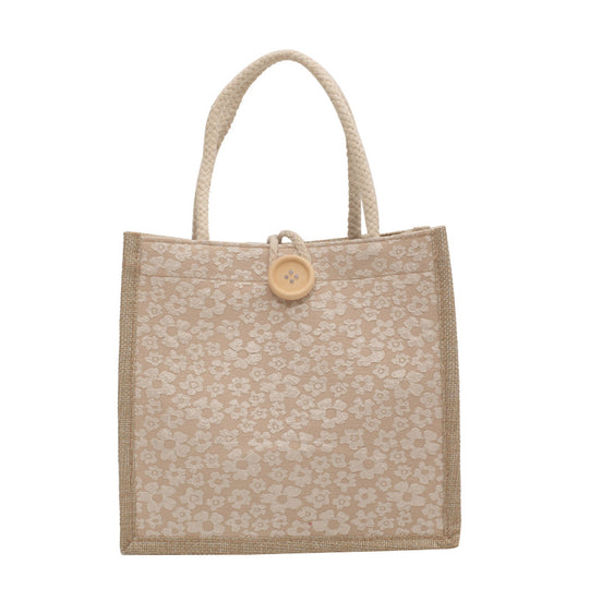 Damen Jute-Handtasche mit floraler Struktur und stilvollen Details Nord Taschen