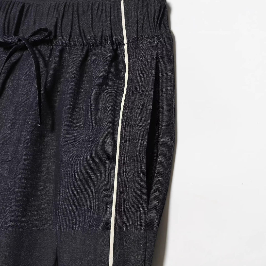 Damen Weitgeschnittene Lounge-Hose mit Tunnelzug und Kontrastpaspel Nord Taschen