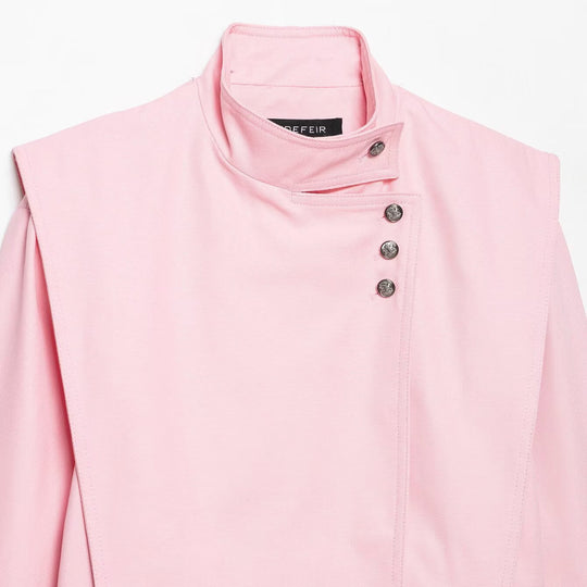 Damen Kurze asymmetrische Jacke mit hohem Stehkragen und Cape‑Schulter Nord Taschen