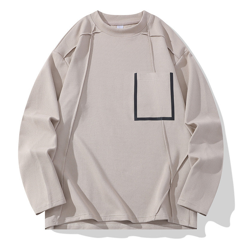 Herren Oversize-Langarmshirt aus strukturierter Baumwollmischung mit Brusttaschen-Detail Nord Taschen