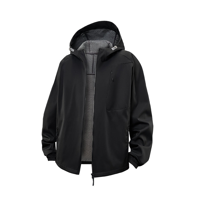 Herren Wasserdichte Softshell-Kapuzenjacke mit Fleece-Innenfutter, winddicht und mit Brustreißverschluss Nord Taschen